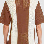 Men's Hollow Color Block Casual Knitted Pullover Polo