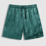 Men's Satin Paisley Pattern  Cuban Collar Shirt Casual Shorts Set