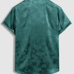 Men's Satin Paisley Pattern  Cuban Collar Shirt Casual Shorts Set