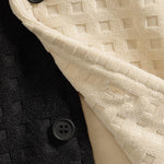 Men's Terry Cloth Color Block Cuban Collar Short Sleeve Shirt