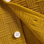 Men's geometric texture casual Cuban collar solid color short-sleeved shirt