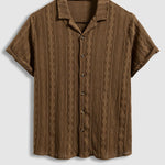 Men's retro texture casual short-sleeved shirt