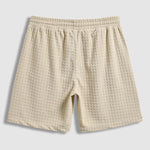 Men's Terry Cloth Plaid Color Block Cuban Collar Shirt Casual Shorts Set