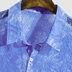 Men's daisy seersucker casual short-sleeved shirt
