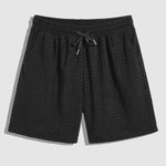 Men's Terry Cloth Plaid Color Block Cuban Collar Shirt Casual Shorts Set