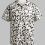 Men's leopard print corduroy short sleeve polo