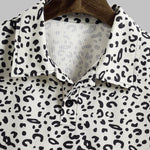 Men's leopard print corduroy short sleeve polo
