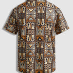 Men's Retro Geometric Print Corduroy Short Sleeve Polo