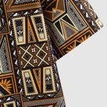 Men's Retro Geometric Print Corduroy Short Sleeve Polo