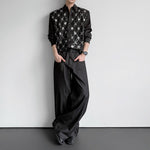 Sequin Lace Argyle-Pattern Shirt