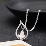 Buddha Stones 925 Sterling Silver Lotus Flower Floral Enlightenment Necklace Pendant