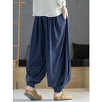 Loose Draped Ankle Tied Casual Harem Pants