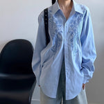 Heavy-duty Loose Casual Pattern Embroidered Shirt
