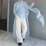 Long Ribbon Layered Loose Shirt