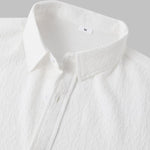Men's Solid Color Marble Pattern Textured Casual Short Sleeve Shirt
