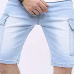 Men  Flap Pocket Side Denim Shorts