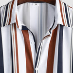 Men's Colorful Striped Print Casual Short Sleeve Shirt