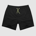 Men's Solid Color Double Layer Drawstring Quick-Drying Beach Swimming Shorts