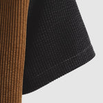 Men's corduroy patchwork stand-collar button-down short-sleeved shirt