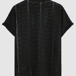 Men's knitted hollow casual shirt  shorts set
