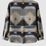 Men's Vintage Aztec Geometric Print Wool Double Pocket Button Down Jacket