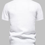Men's Knitted Striped Casual Business Half-Zip short sleeve POLO