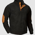 Men's retro corduroy patchwork casual stand collar sweatshirt