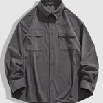 Men's solid color corduroy double pocket casual shirt