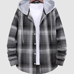 Men's plaid hooded thin hooded shirt