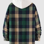 Men's classic brushed plaid lapel double pocket lapel shirt