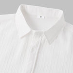 Men's irregular texture striped solid color casual short-sleeved shirt