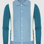 Men's vertical striped color-blocked business casual sweater
