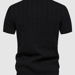 Men's solid color knitted texture casual short-sleeved POLO