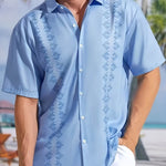 Men's Hawaiian Print Beach Resort Short Sleeve Shirt
