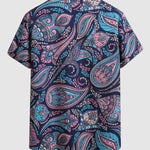 Men's Vintage Paisley Print Short Sleeve Shirt Shorts Set