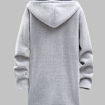 Men's Fleece-lined thickened knitted zipper Long  hooded jacket