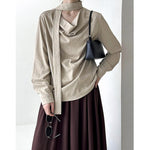 Stack collar Ribbon Shirt