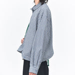 Curved Hem Checkered Textured Shirt