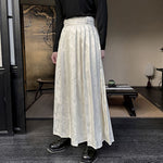 Vintage Jacquard Pleated One-piece Buckle Long Skirt