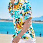 Men's Tropical Coconut Hawaiian Print Resort Short Sleeve Shirt