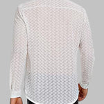 Men's Sexy Geometric Lace Hollow Long Sleeve Shirt
