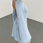 Zeagoo Elegant Backless Lace-up Bell Sleeve Mini Dress for Women Casual Going Out Summer 2026