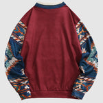 Men's Vintage  ethnic style western animal print patchwork zipper stand collar sweatshirt