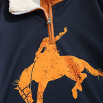 Men's Vintage  ethnic style western animal print patchwork zipper stand collar sweatshirt
