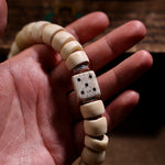 Buddha Stones Tibetan Natural Yak Bone The Lord Of The Corpse Forest Dice Chinese Zodiac Nine Palaces Eight Diagrams Strength Wrist Mala (Extra 35% Off | USE CODE: FS35)