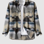 Men's Vintage Aztec Geometric Print Wool Double Pocket Button Down Jacket