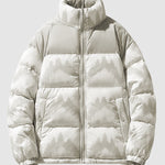 Men's ink painting stitched stand collar padded puffer jacket