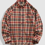 Men's Classic Casual Plaid Pocket Button Down Long Sleeve Shirt