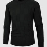 Men's Solid Color Block Pattern Round Neck Stand Collar Sweater