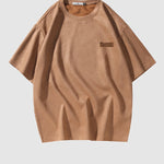 Men's Retro Suede Printed Casual Round Neck Short Sleeve T-Shirt